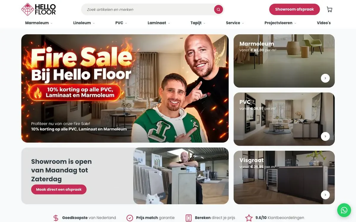 Website van Hello Floor