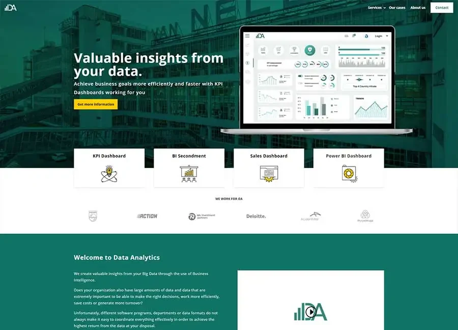 Websiteontwerp voor Data Analytics